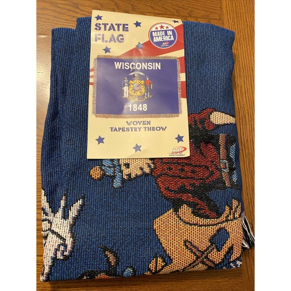 Northwest Other - Wisconsin 1848 State Flag Woven Tapestry Throw 40”x60” Northwest USA Made